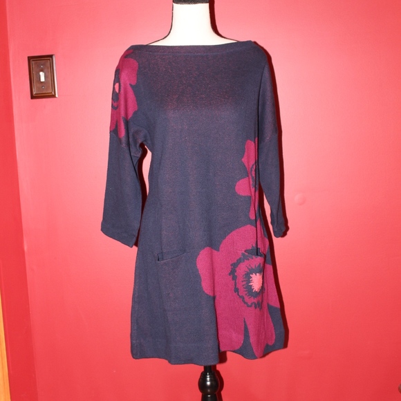 Anthropologie Dresses & Skirts - Anthropologie Poppy navy sweater tunic dress shirt